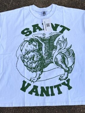 Saint Vanity White Graphic Tee with Green Logo -